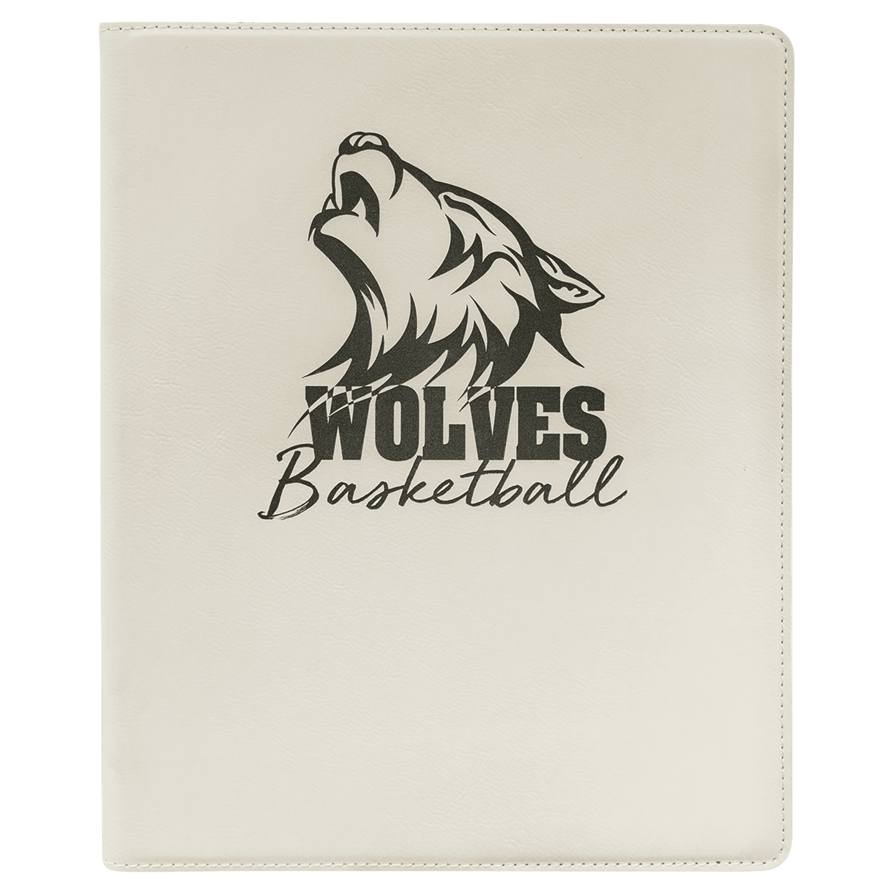 White/Black Engravable Leatherette Portfolio with Notepad - 9 1/2" x 12"