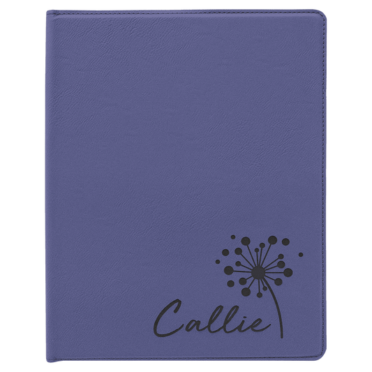 Purple Engravable Leatherette Portfolio with Notepad - 9 1/2" x 12"