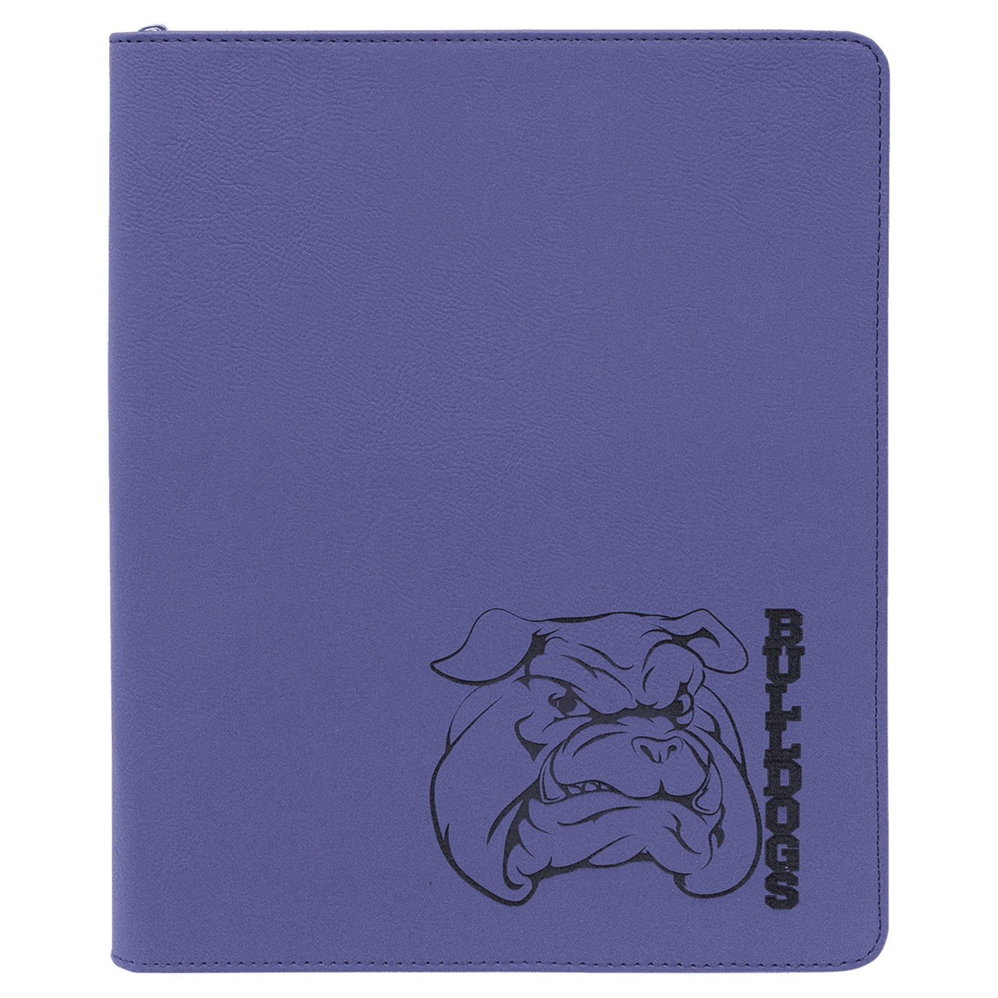 Purple with Zipper Engravable Leatherette Portfolio with Notepad - 9 1/2" x 12"