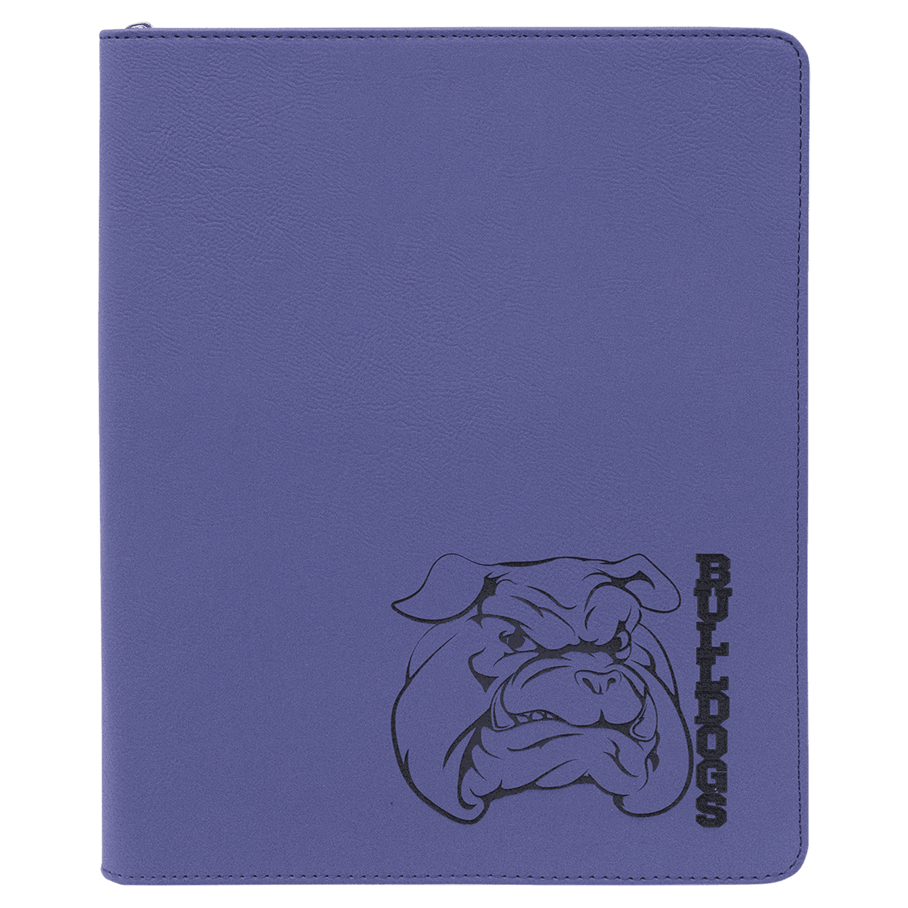Purple with Zipper Engravable Leatherette Portfolio with Notepad - 9 1/2" x 12"