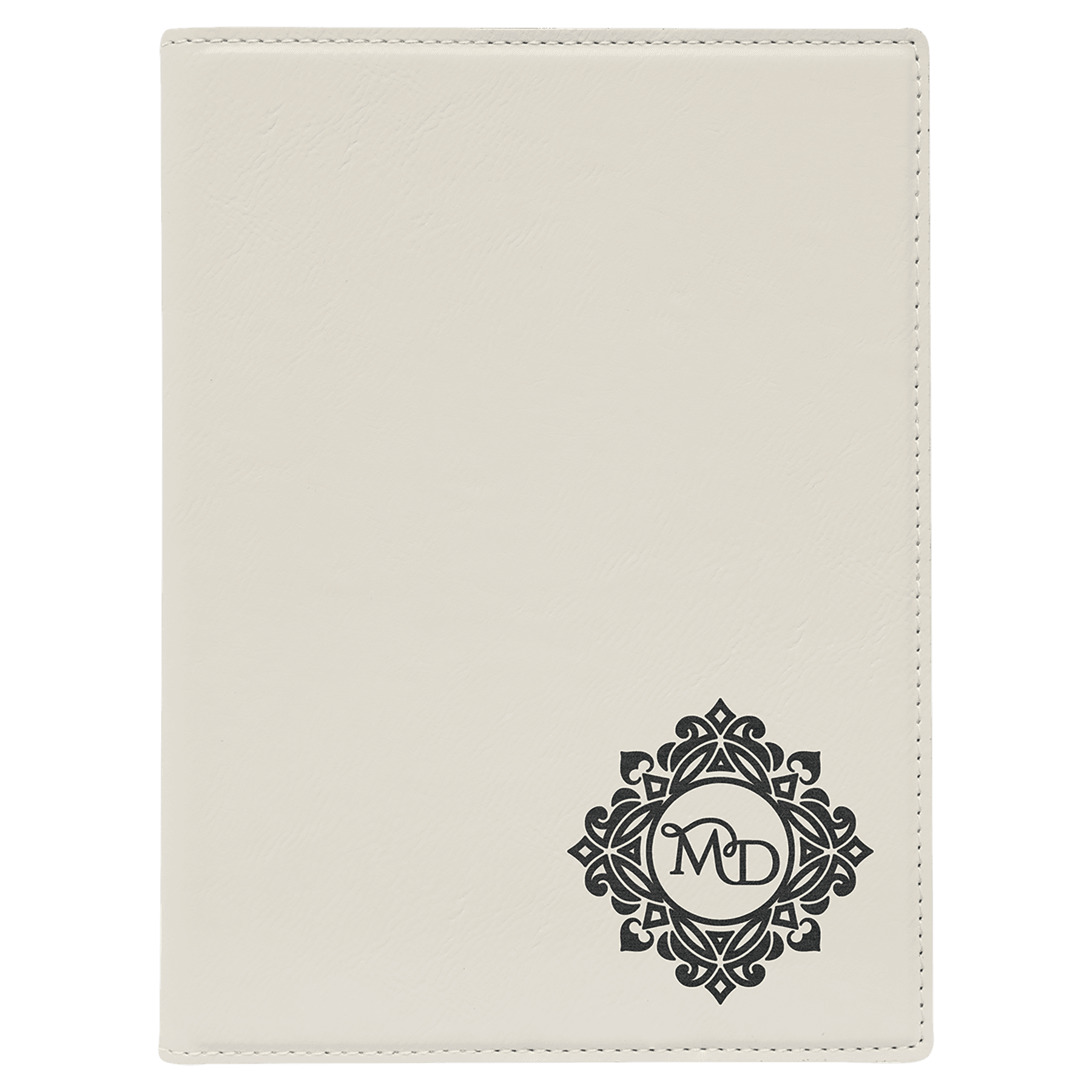 White Engravable Leatherette Small Portfolio with Notepad - 7" x 9"