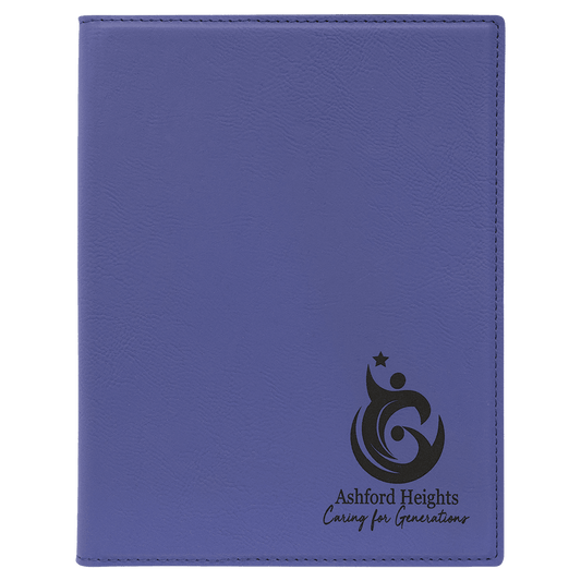Purple Engravable Leatherette Small Portfolio with Notepad - 7" x 9"