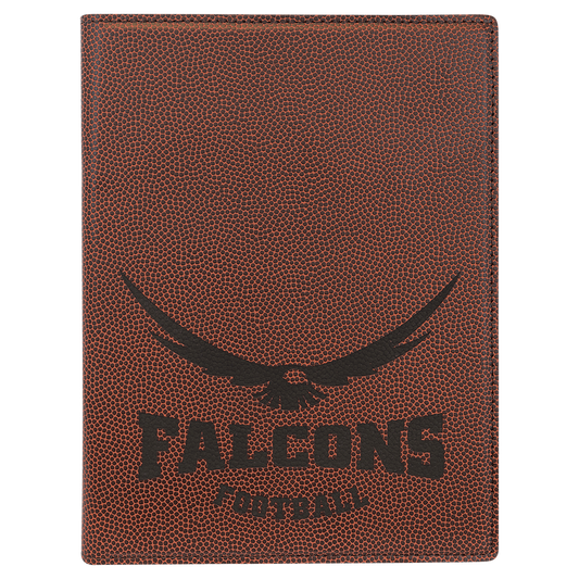 Football Engravable Leatherette Small Portfolio with Notepad - 7" x 9"