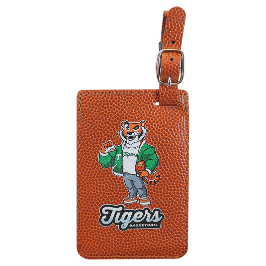 Basketball Engravable Leatherette Luggage Tag - 4 1/4" x 2 3/4"