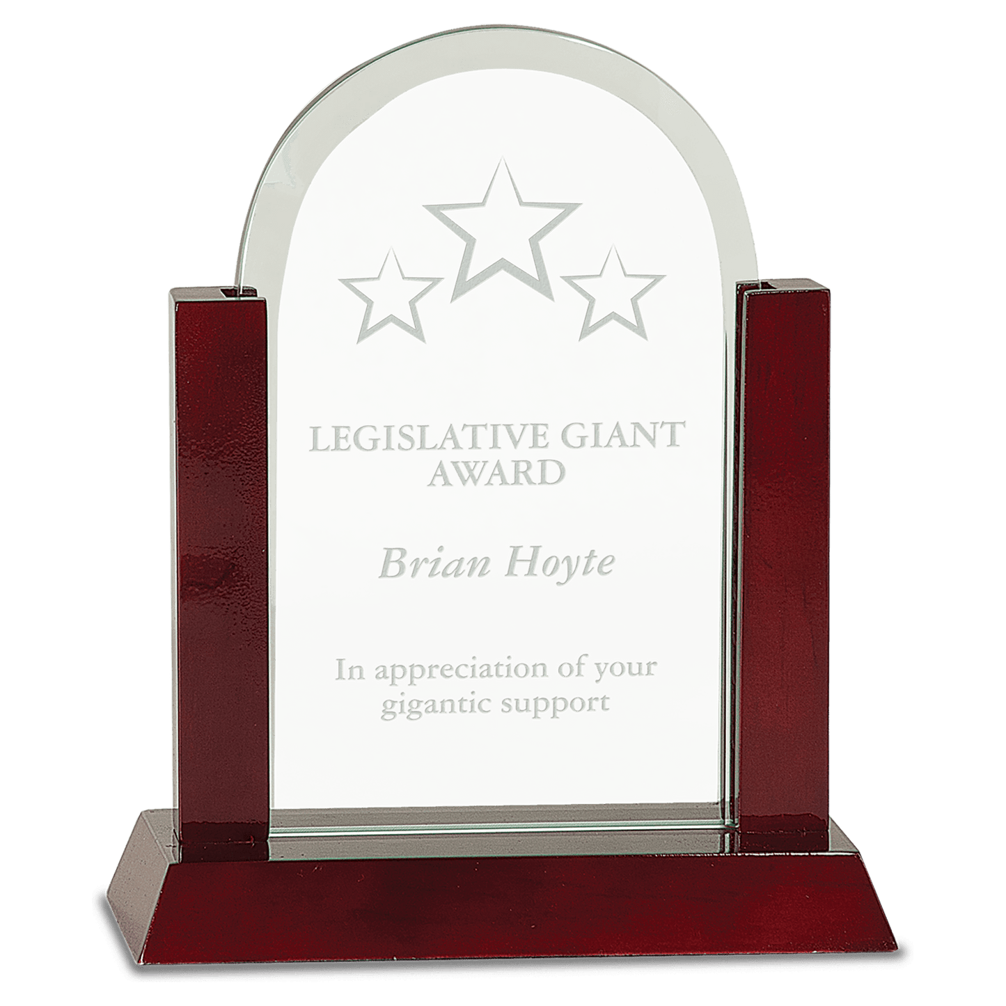 Gateway Jade Dome Glass Award with Rosewood Finish Base - 8"