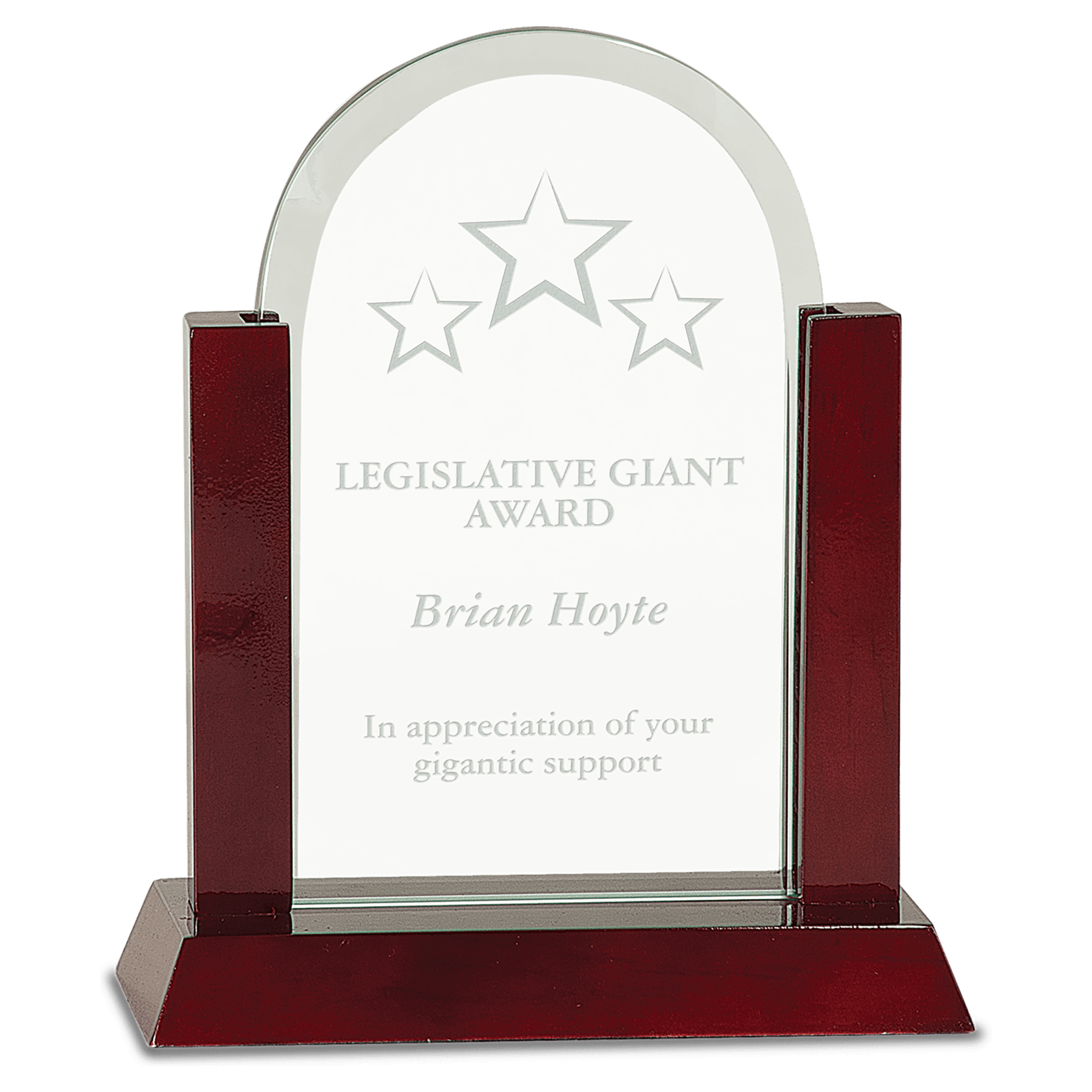 Gateway Jade Dome Glass Award with Rosewood Finish Base - 8"