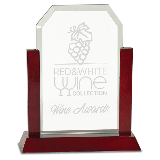Gateway Jade Clip Corner Glass Award with Rosewood Finish Base - 9"