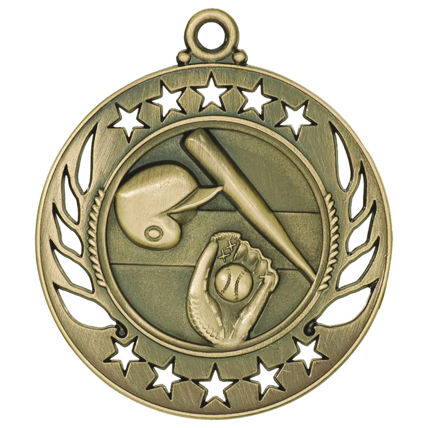 Antique Gold Baseball/Softball Galaxy Medal - 2 1/4"