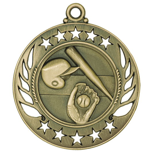 2 1/4" Antique Gold Baseball/Softball Galaxy Medal