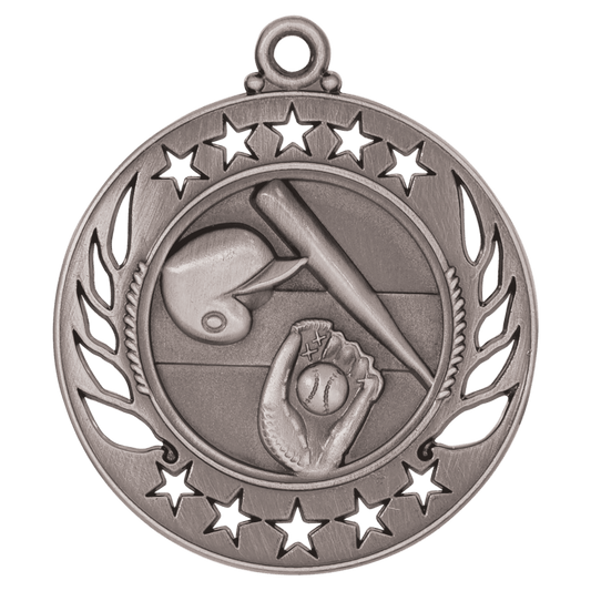 Antique Silver Baseball/Softball Galaxy Medal - 2 1/4"