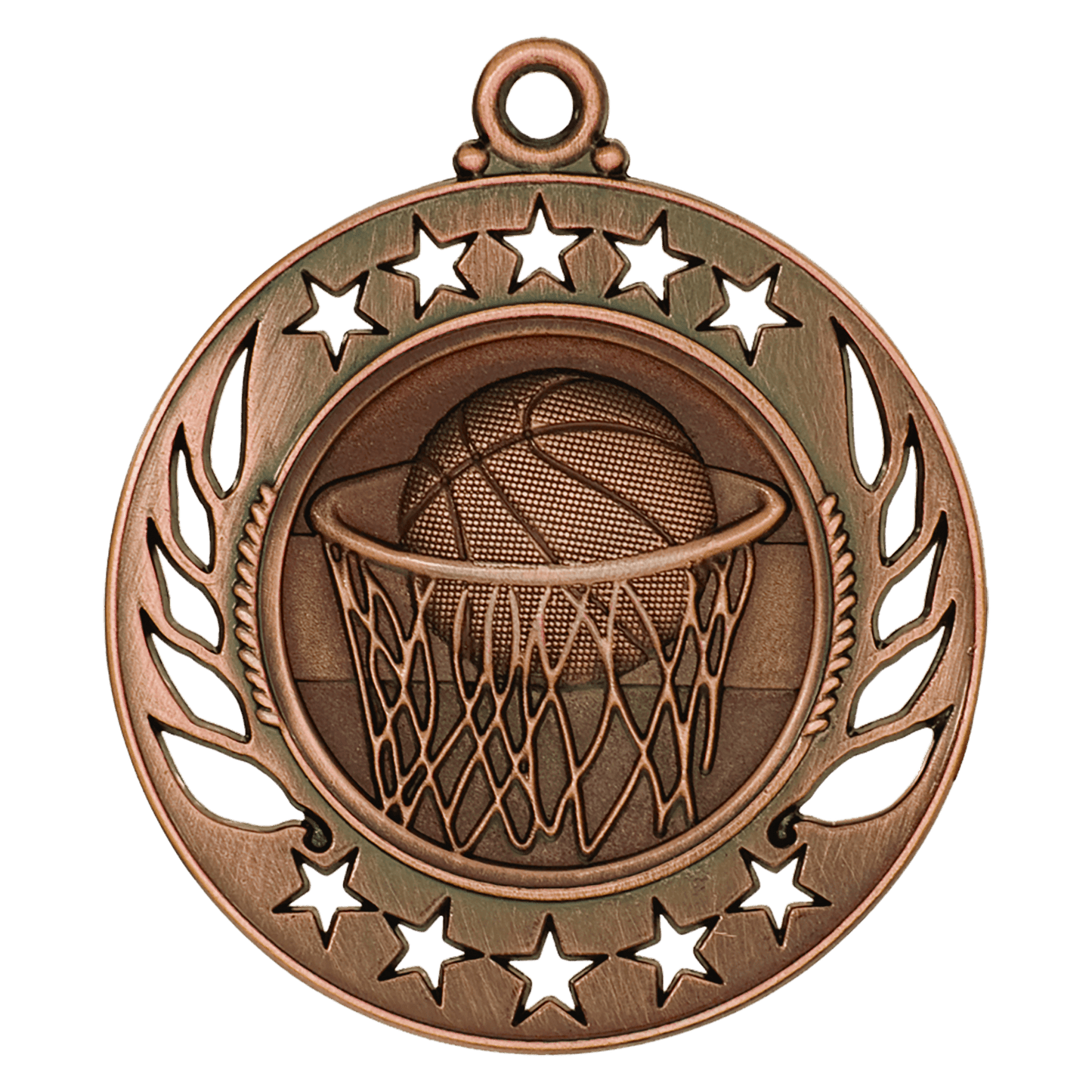 Antique Bronze Basketball Galaxy Medal - 2 1/4"