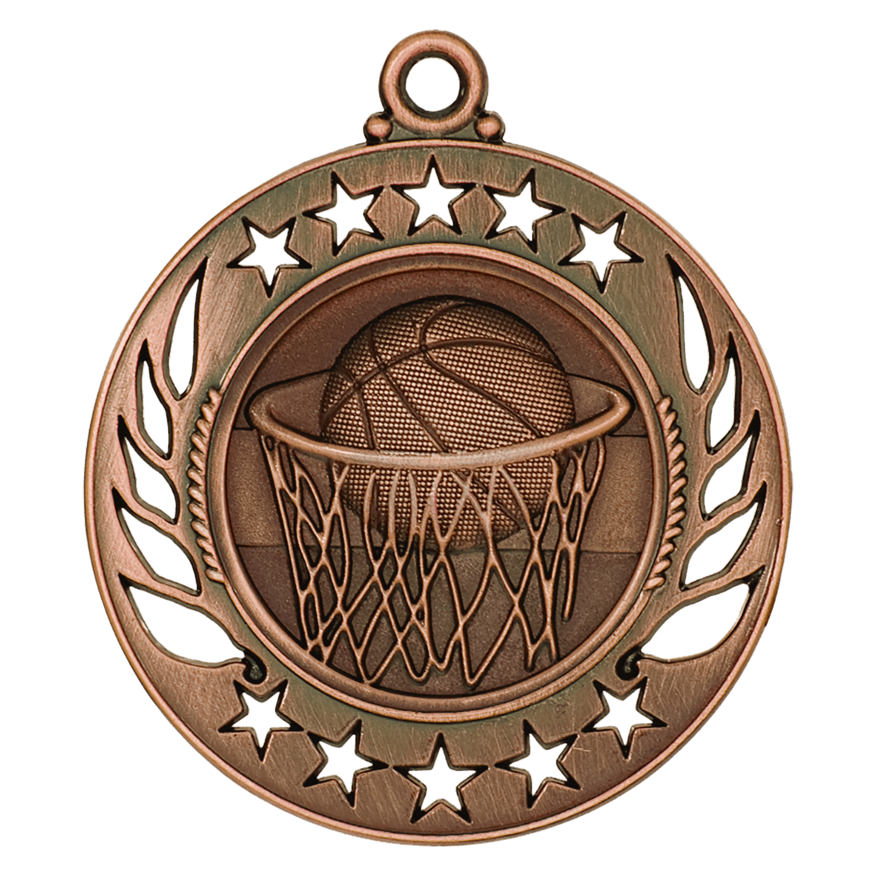 Antique Bronze Basketball Galaxy Medal - 2 1/4"