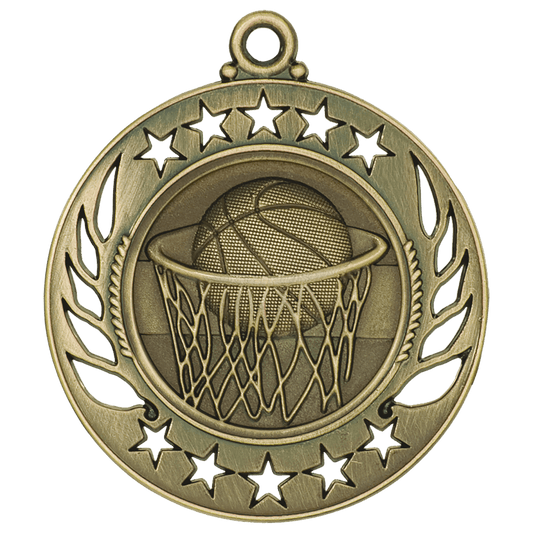 2 1/4" Antique Gold Basketball Galaxy Medal