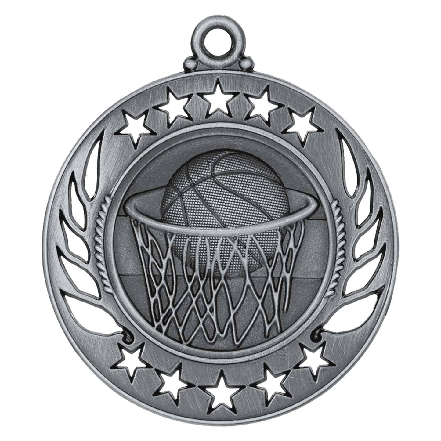2 1/4" Antique Silver Basketball Galaxy Medal