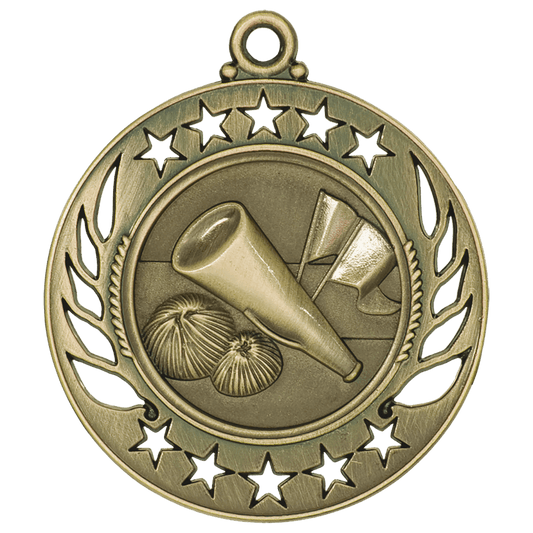 2 1/4" Antique Gold Cheer Galaxy Medal