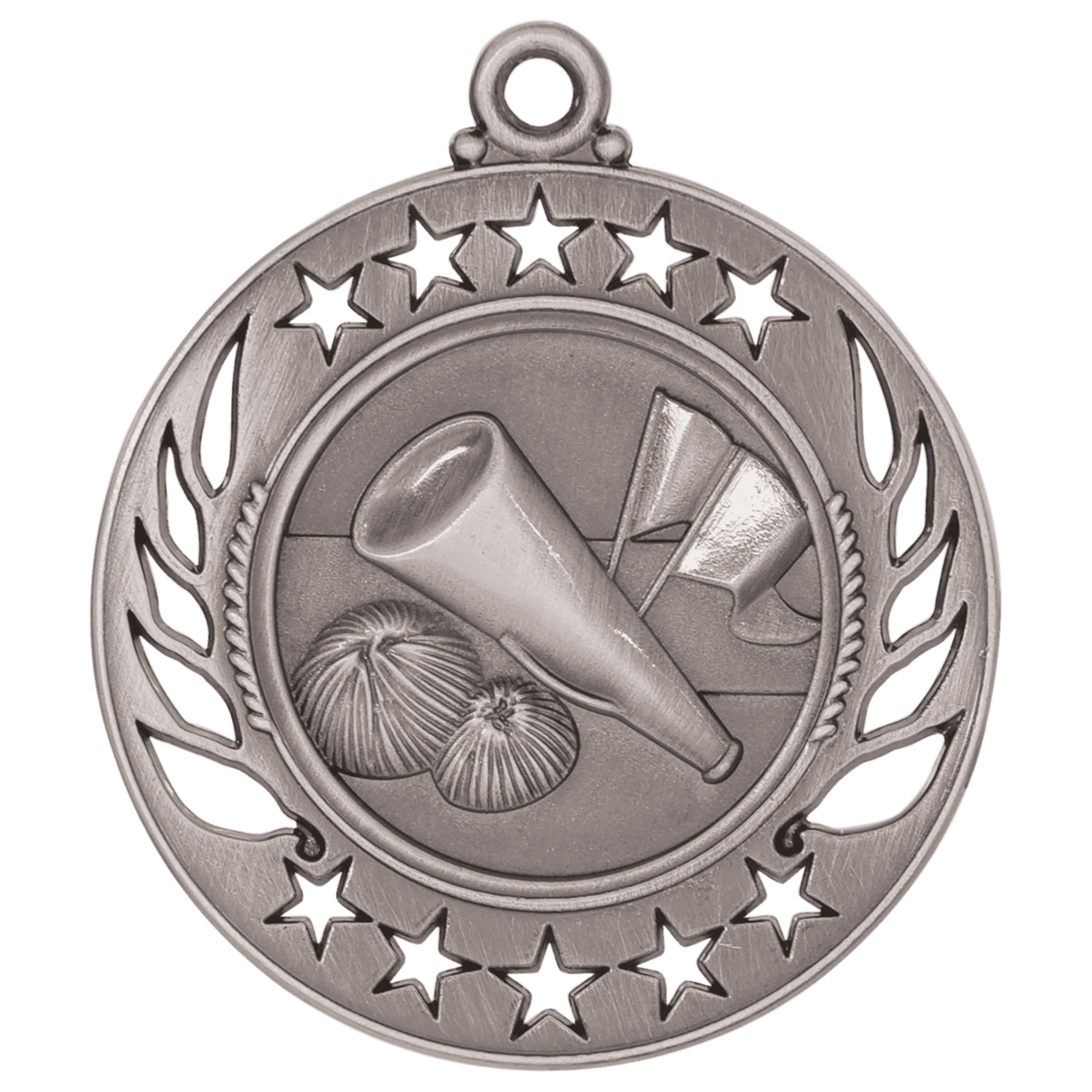 Antique Silver Cheer Galaxy Medal - 2 1/4"