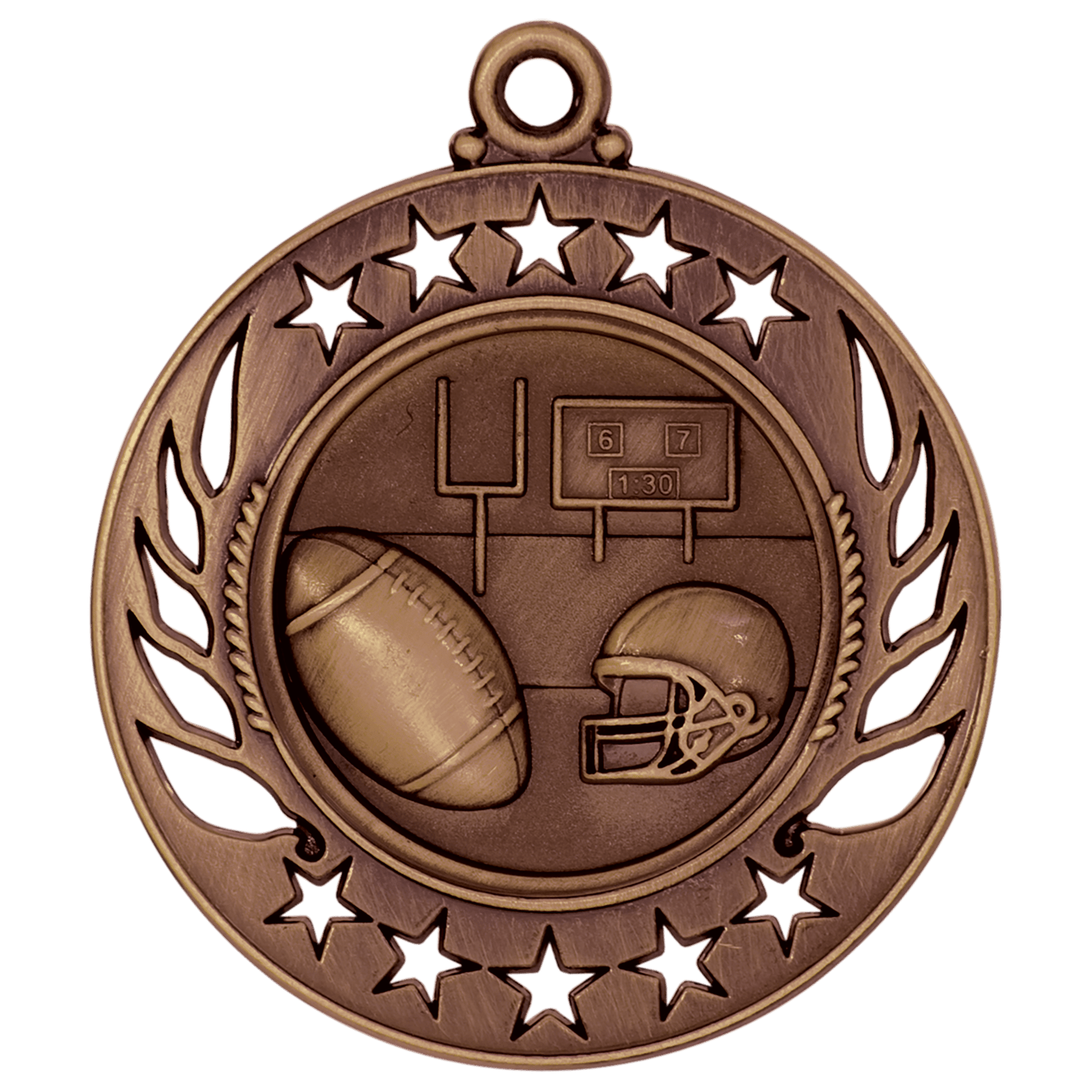 Antique Bronze Football Galaxy Medal - 2 1/4"