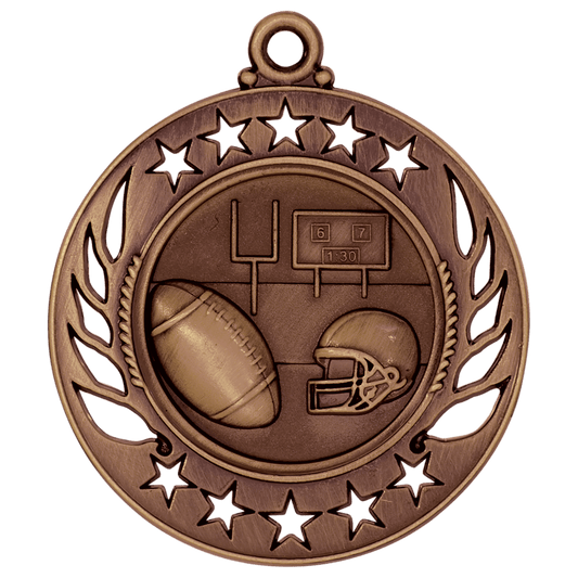Antique Bronze Football Galaxy Medal - 2 1/4"