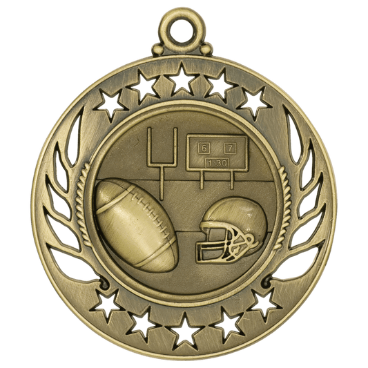 2 1/4" Antique Gold Football Galaxy Medal