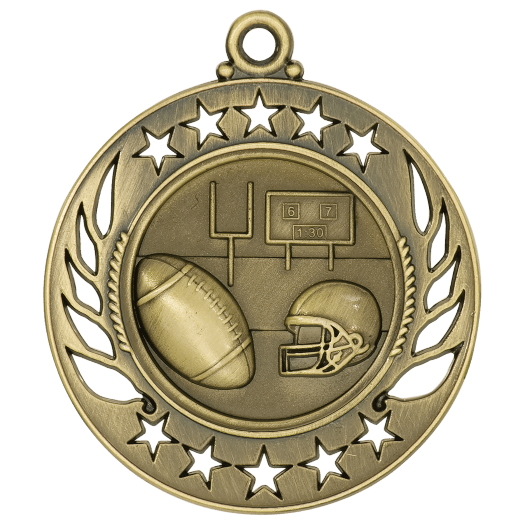 Antique Gold Football Galaxy Medal - 2 1/4"