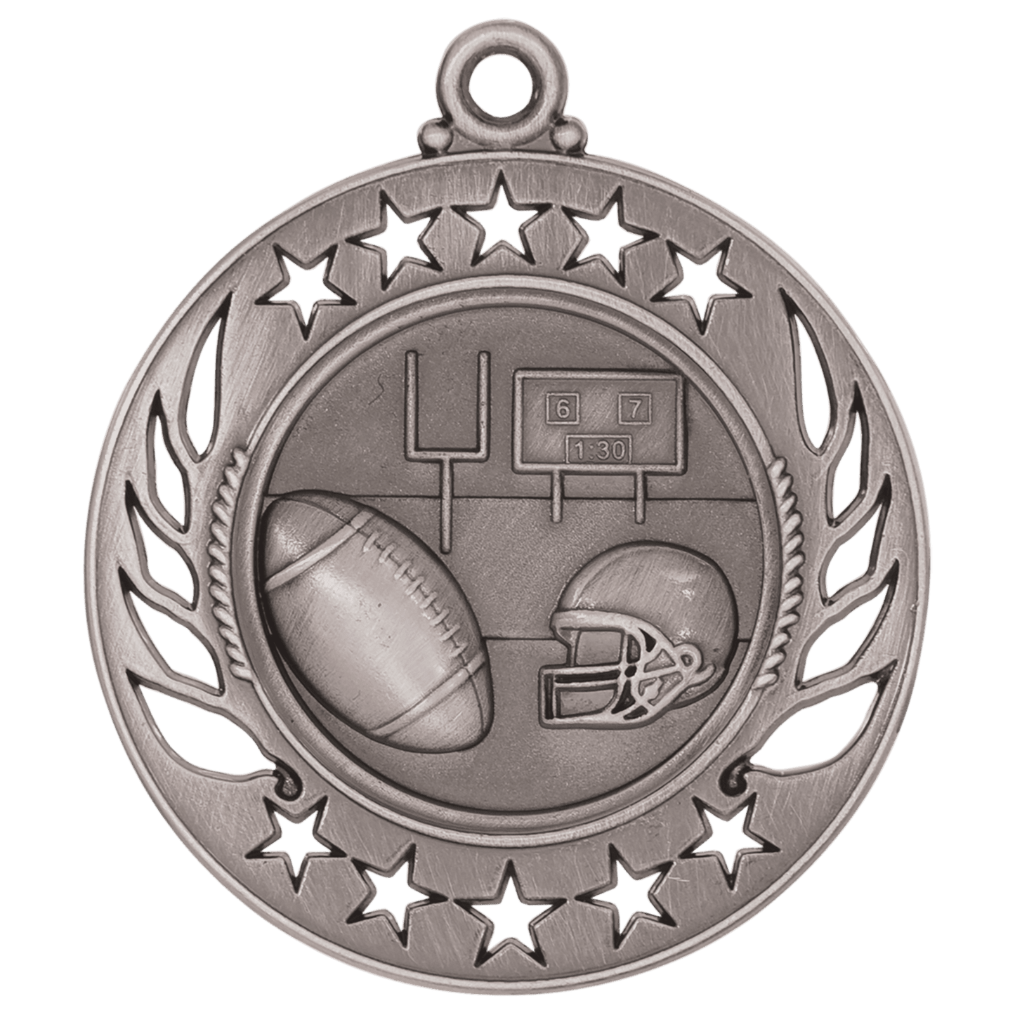 Antique Silver Football Galaxy Medal - 2 1/4"