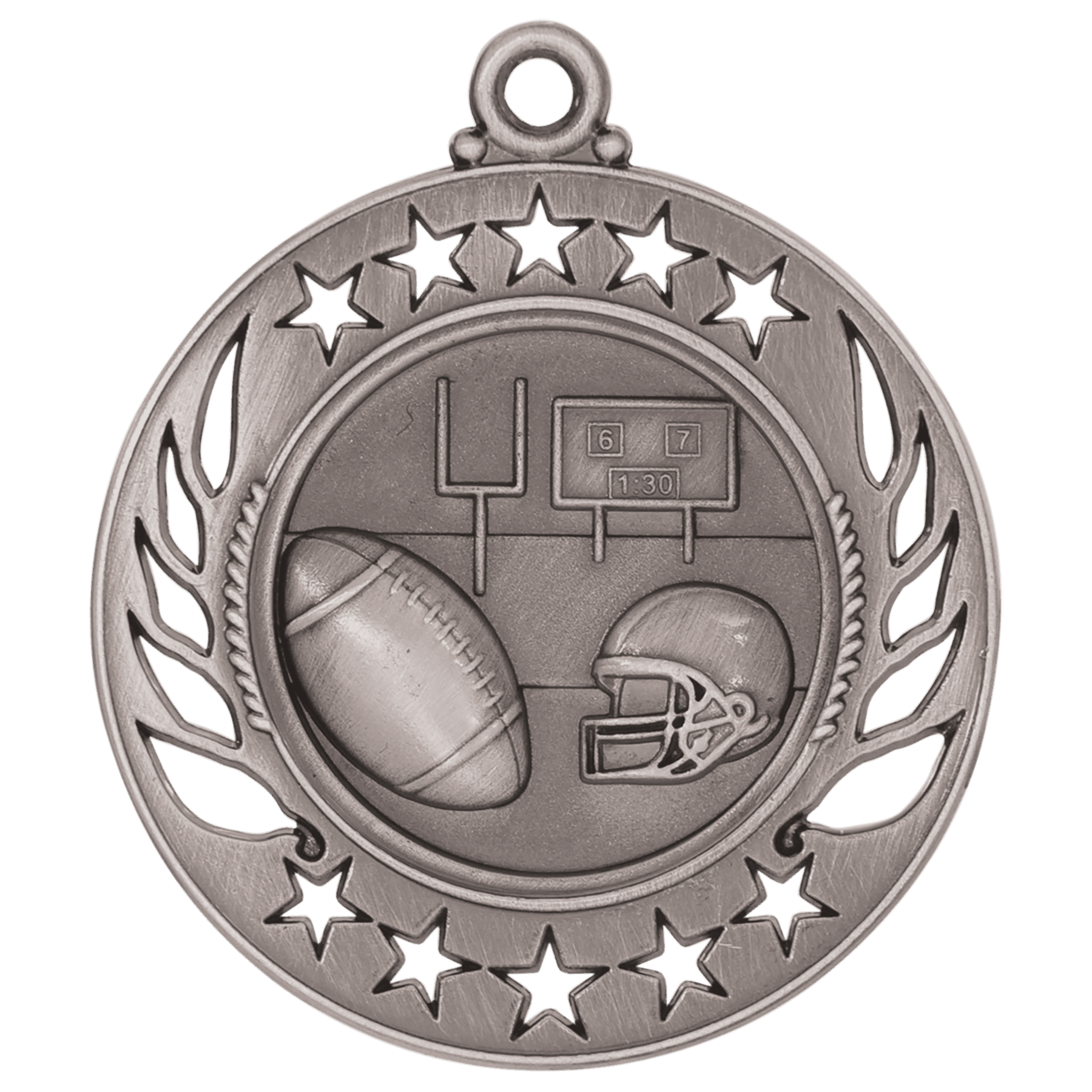 Antique Silver Football Galaxy Medal - 2 1/4"