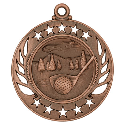 Antique Bronze Golf Galaxy Medal - 2 1/4"