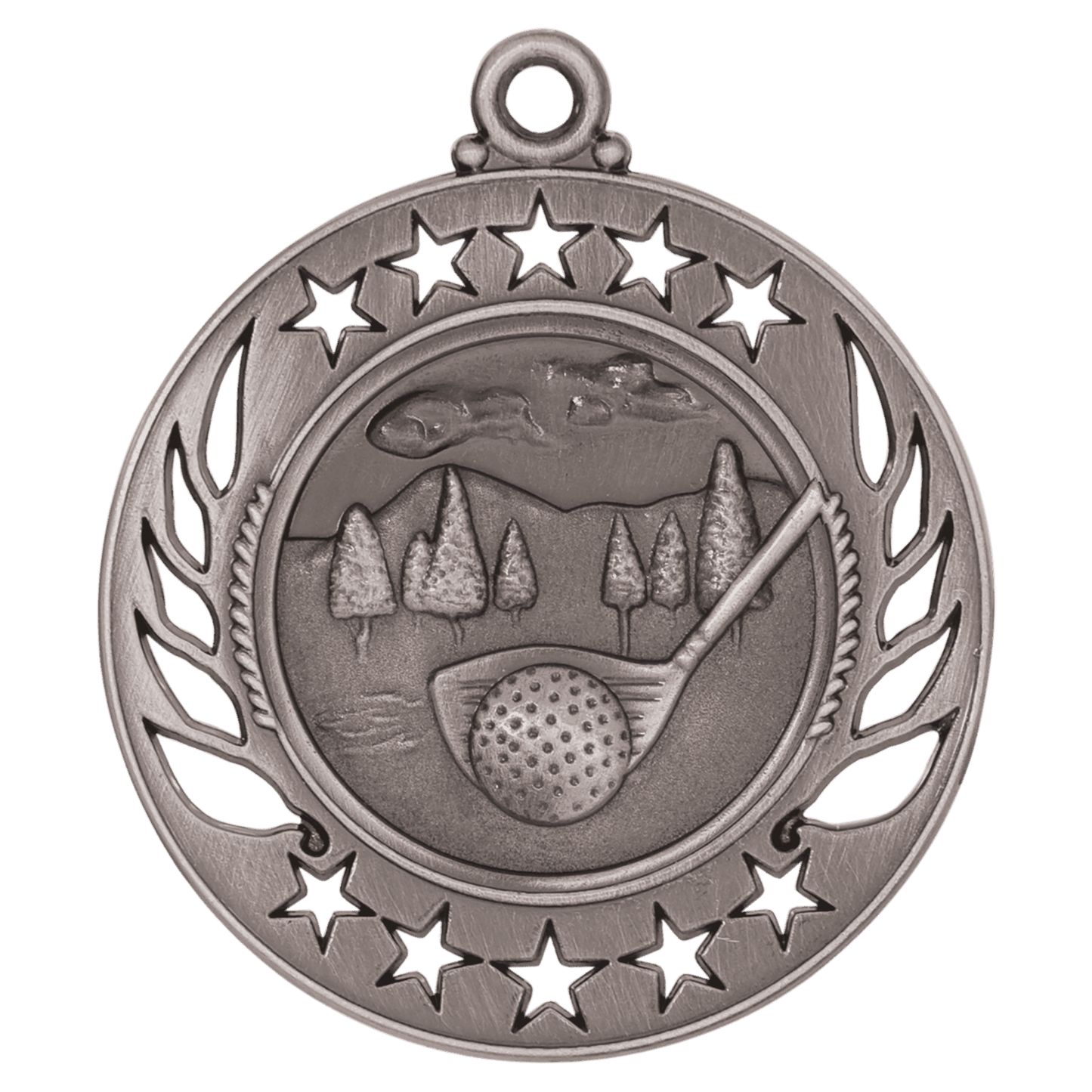 Antique Silver Golf Galaxy Medal - 2 1/4"