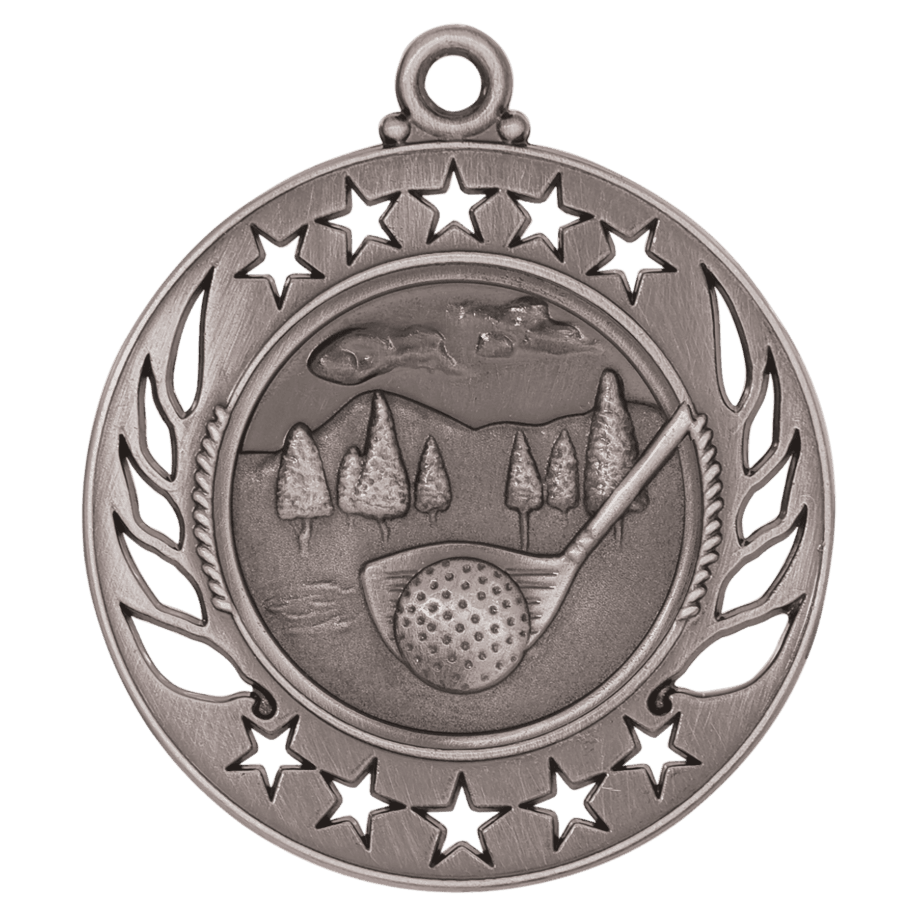 Antique Silver Golf Galaxy Medal - 2 1/4"