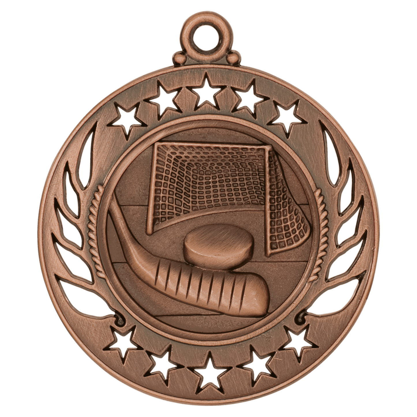 Antique Bronze Hockey Galaxy Medal - 2 1/4"