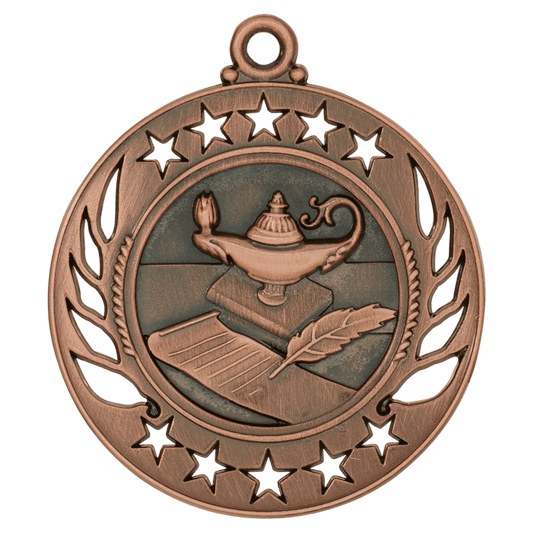 Antique Bronze Lamp of Knowledge Galaxy Medal - 2 1/4"