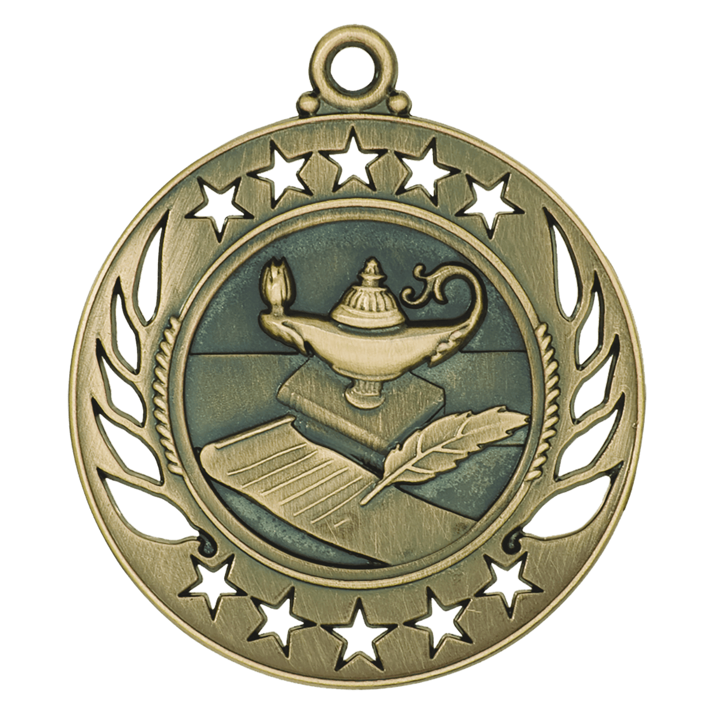 Antique Gold Lamp of Knowledge Galaxy Medal - 2 1/4"