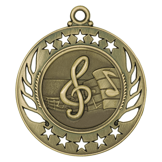 Antique Gold Music Galaxy Medal - 2 1/4"