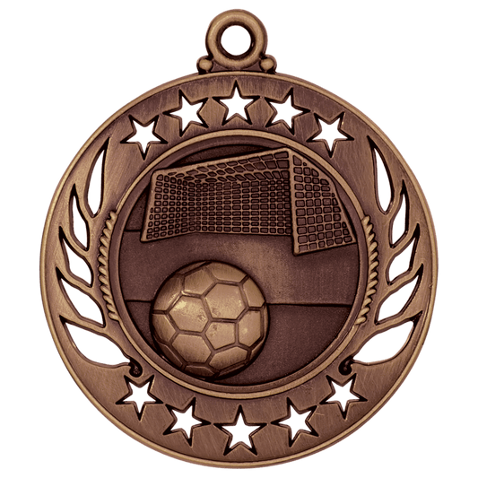 2 1/4" Antique Bronze Soccer Galaxy Medal