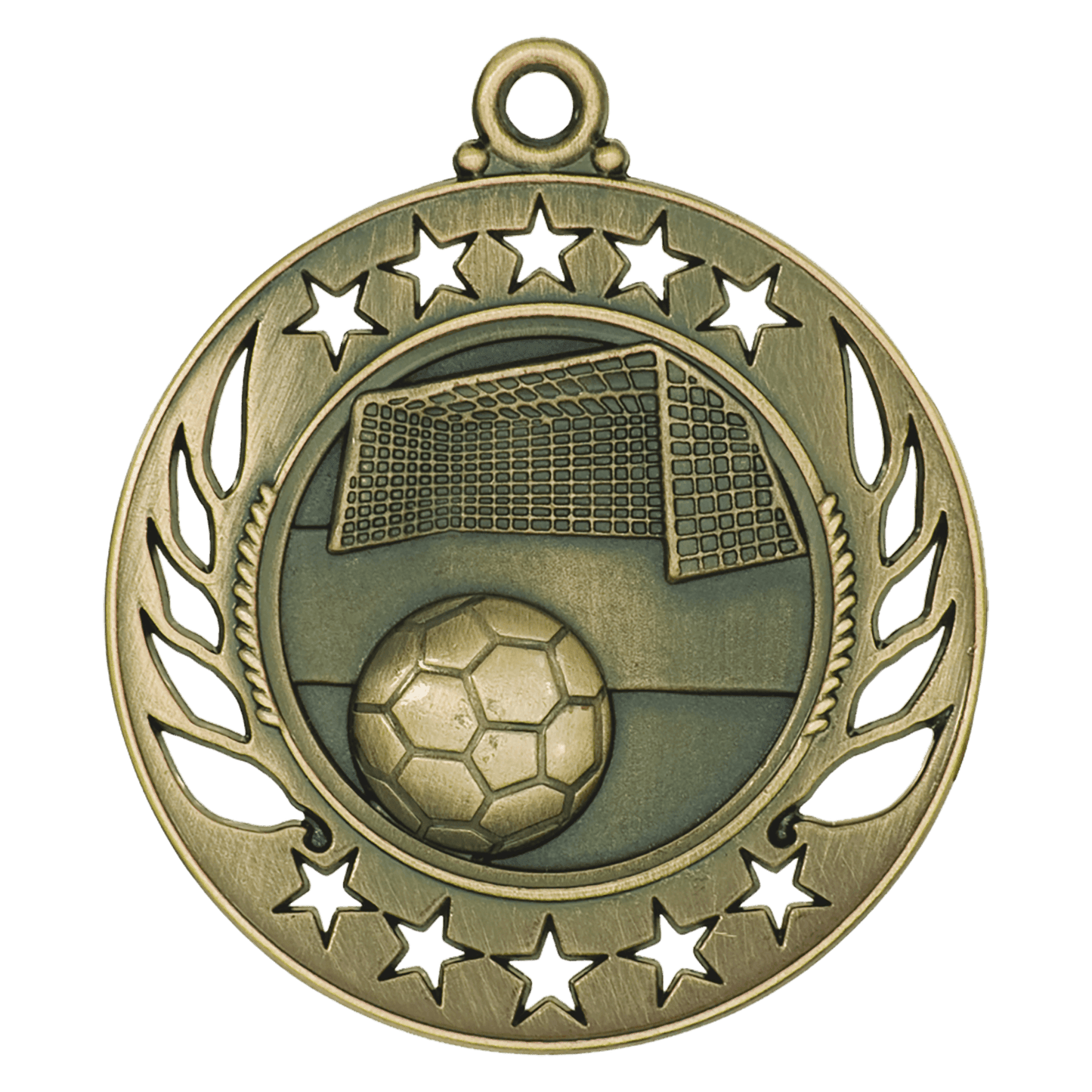 Antique Gold Soccer Galaxy Medal - 2 1/4"