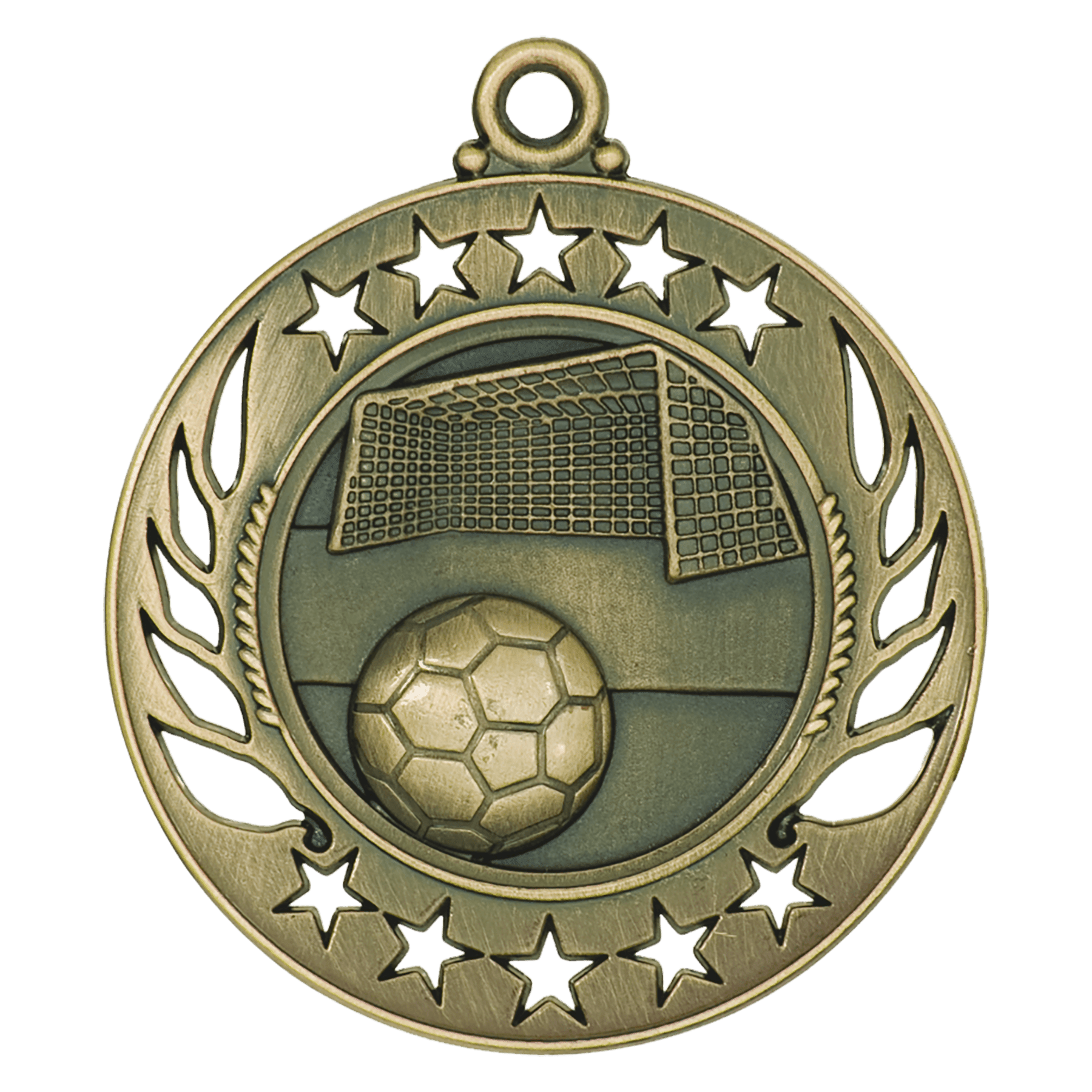 Antique Gold Soccer Galaxy Medal - 2 1/4"