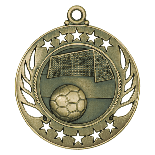 Antique Gold Soccer Galaxy Medal - 2 1/4"