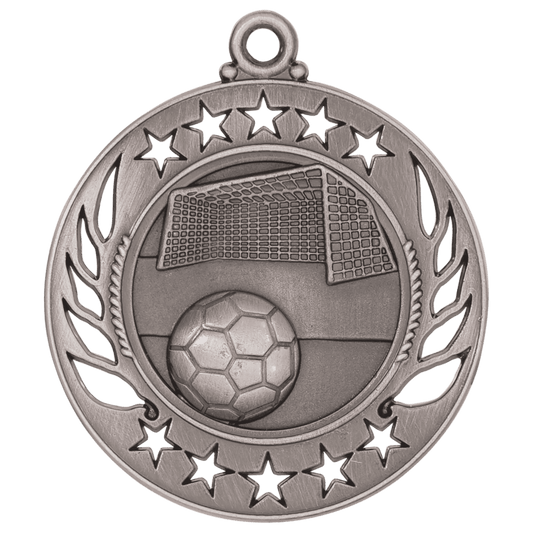 2 1/4" Antique Silver Soccer Galaxy Medal