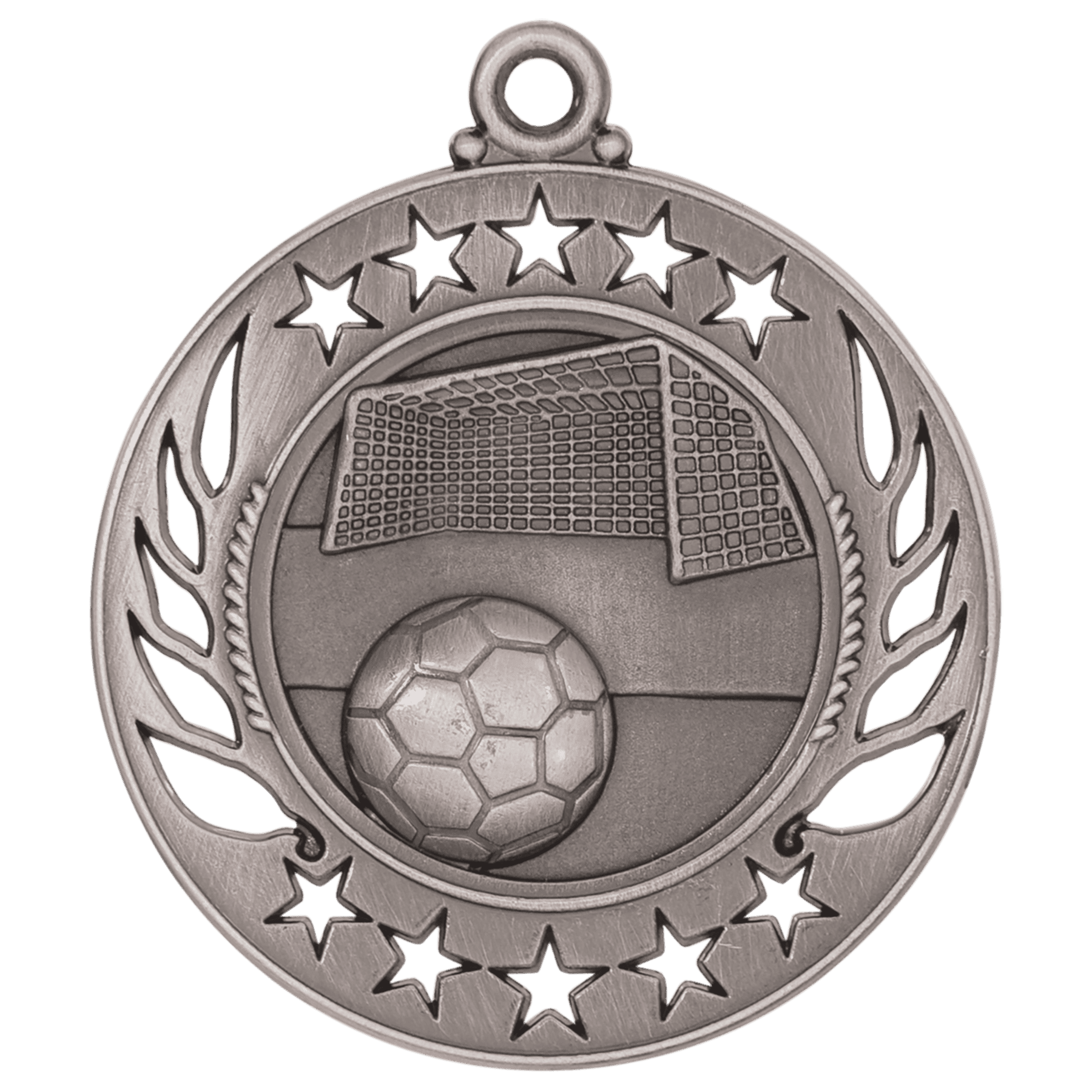 Antique Silver Soccer Galaxy Medal - 2 1/4"