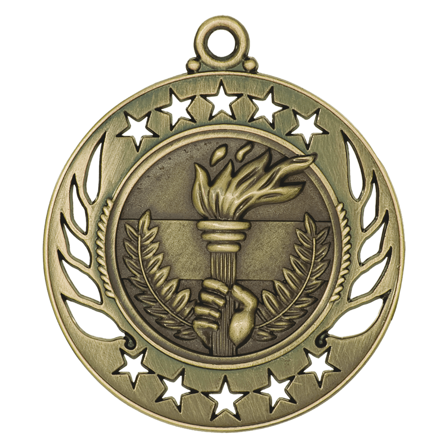 Antique Gold Torch Galaxy Medal - 2 1/4"