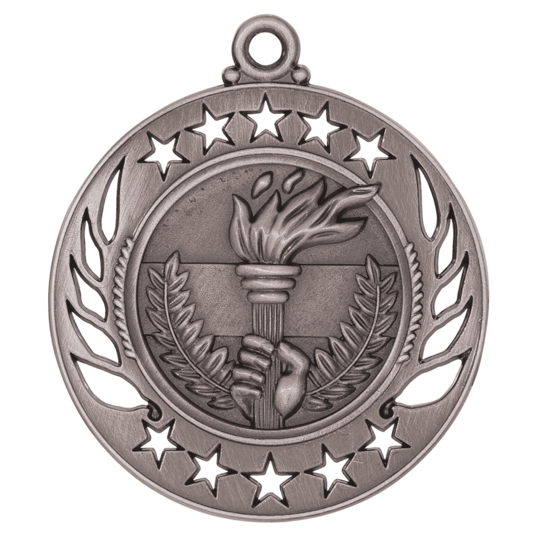 2 1/4" Antique Silver Torch Galaxy Medal