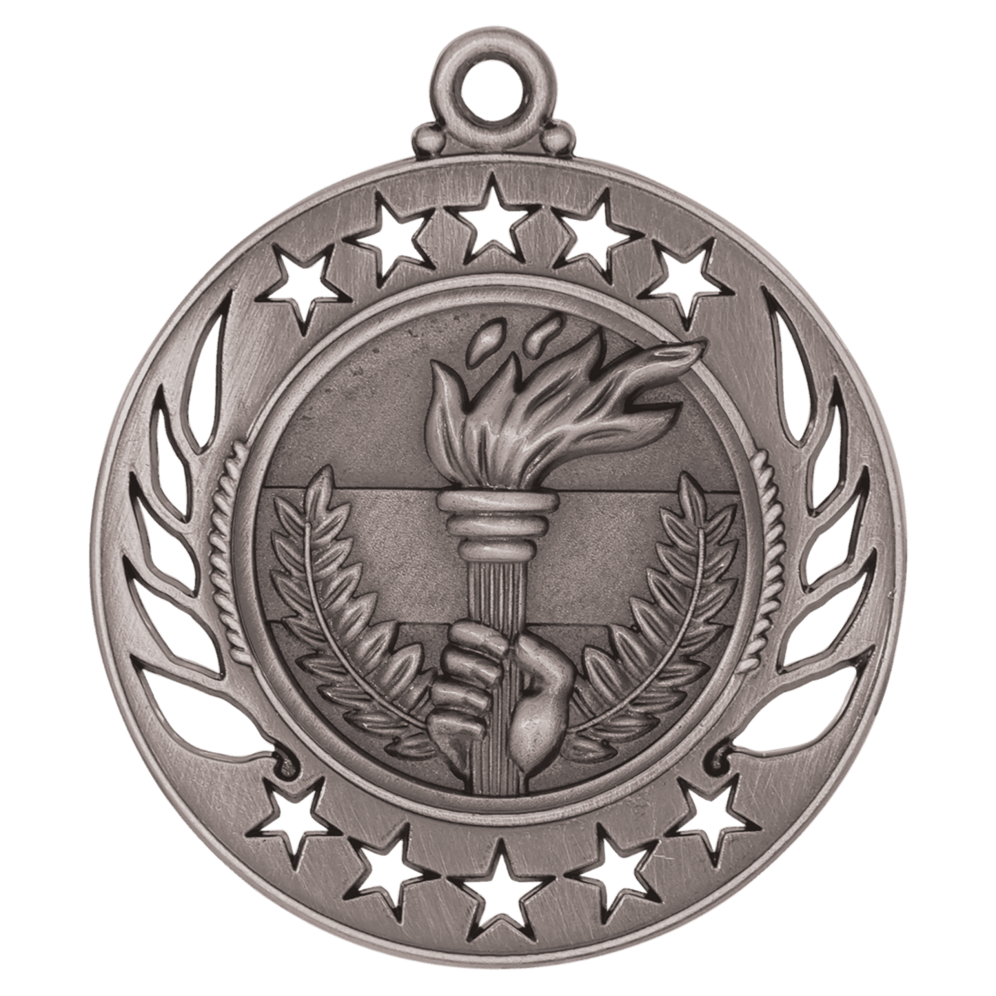 Antique Silver Torch Galaxy Medal - 2 1/4"