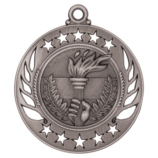 Antique Silver Torch Galaxy Medal - 2 1/4"