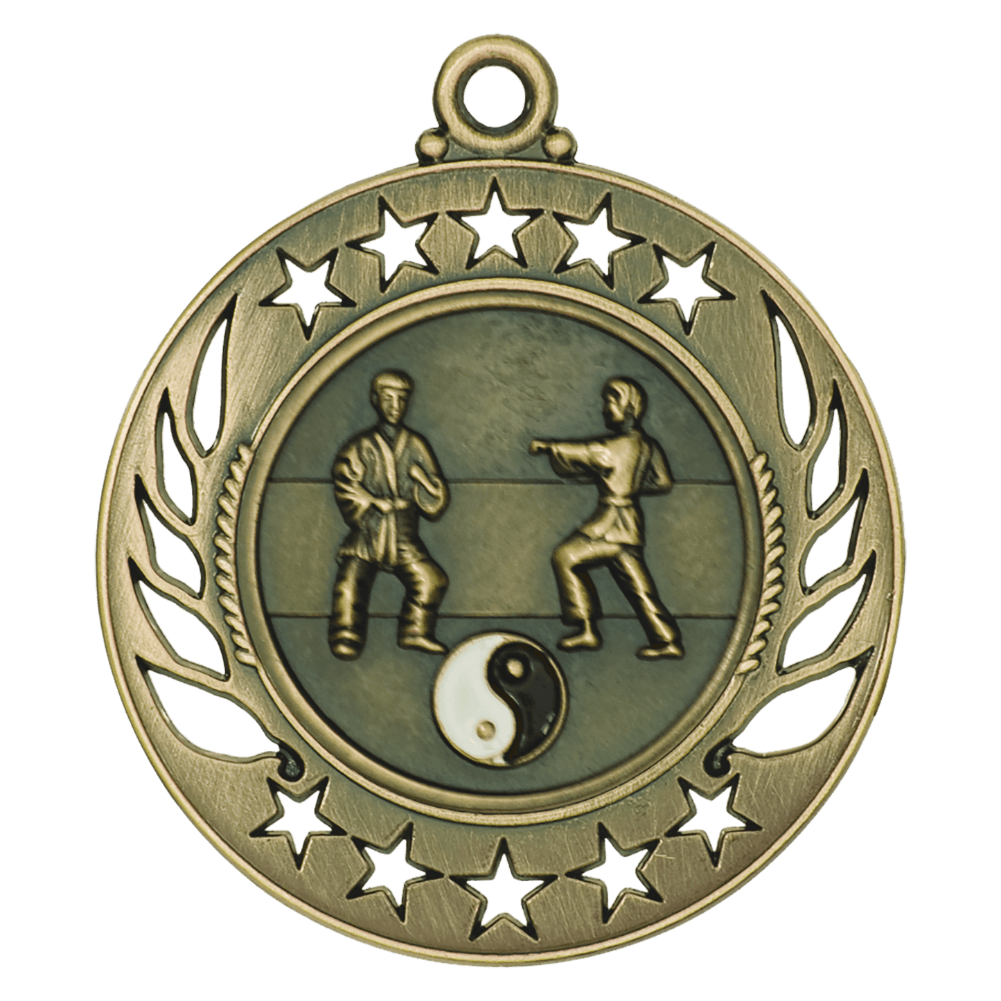 Antique Gold Martial Arts Galaxy Medal - 2 1/4"