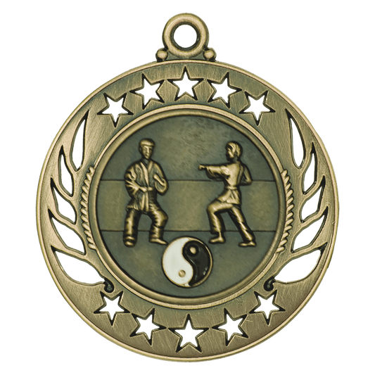 Antique Gold Martial Arts Galaxy Medal - 2 1/4"