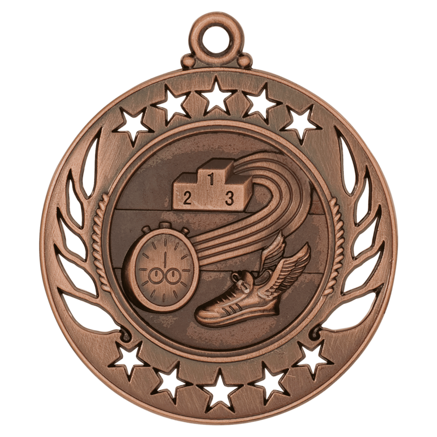 Antique Bronze Track Galaxy Medal - 2 1/4"