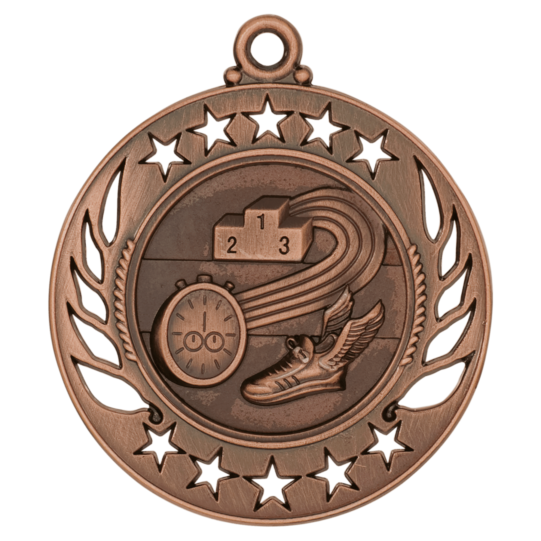 Antique Bronze Track Galaxy Medal - 2 1/4"