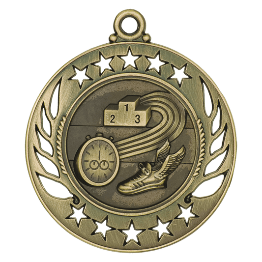 2 1/4" Antique Gold Track Galaxy Medal