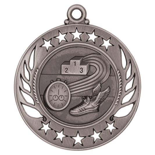 2 1/4" Antique Silver Track Galaxy Medal