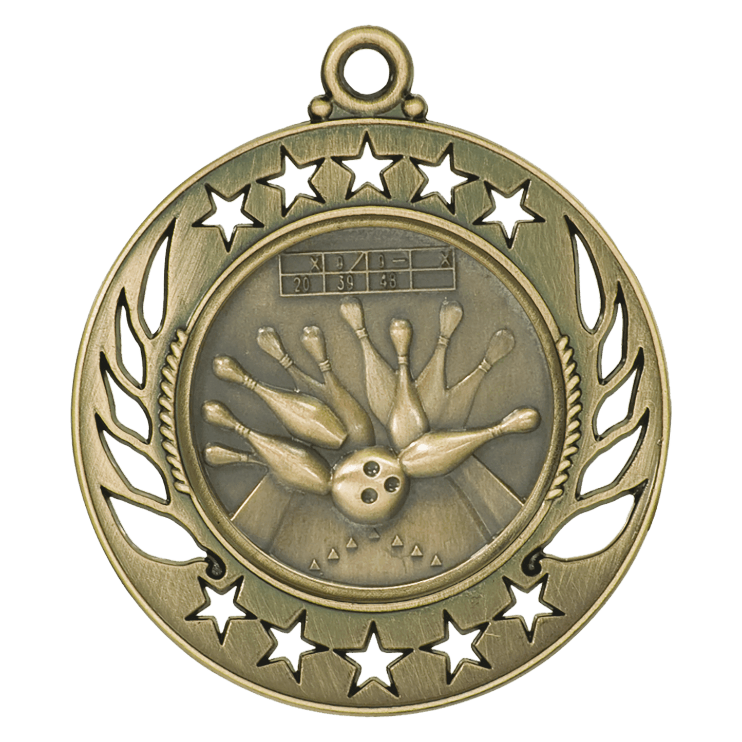 Antique Gold Bowling Galaxy Medal - 2 1/4"